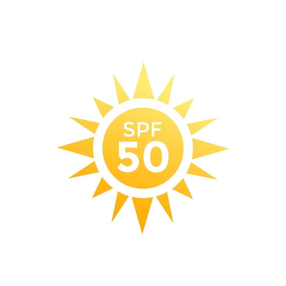 UV, Sonnenschutz SPF 50 Vektorsymbol auf weiß vektor