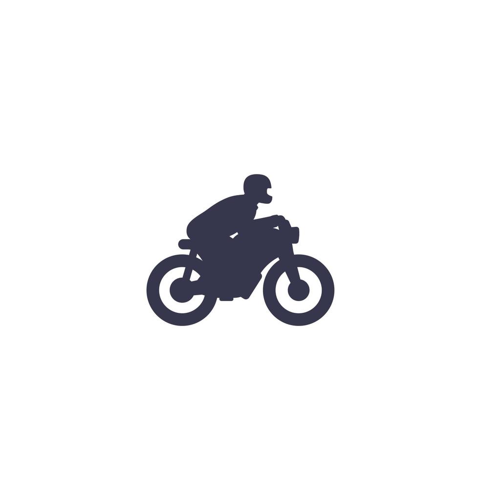 ryttare på motorcykel ikon på vitt vektor