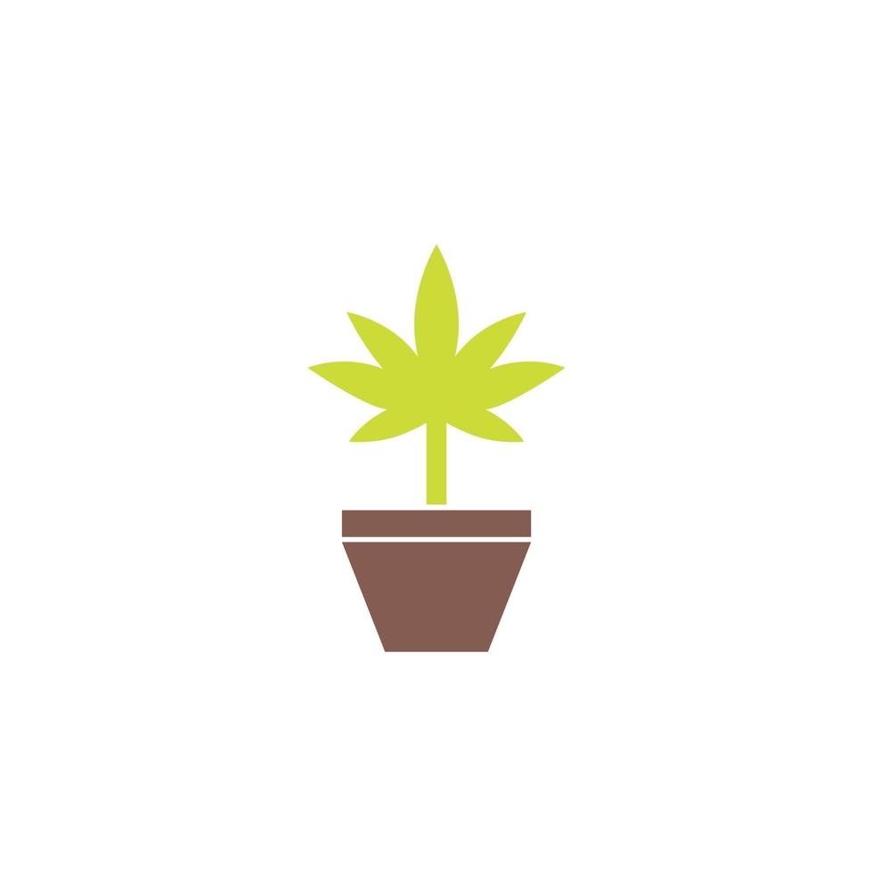 marijuana växt i kruka vektor ikon, platt stil
