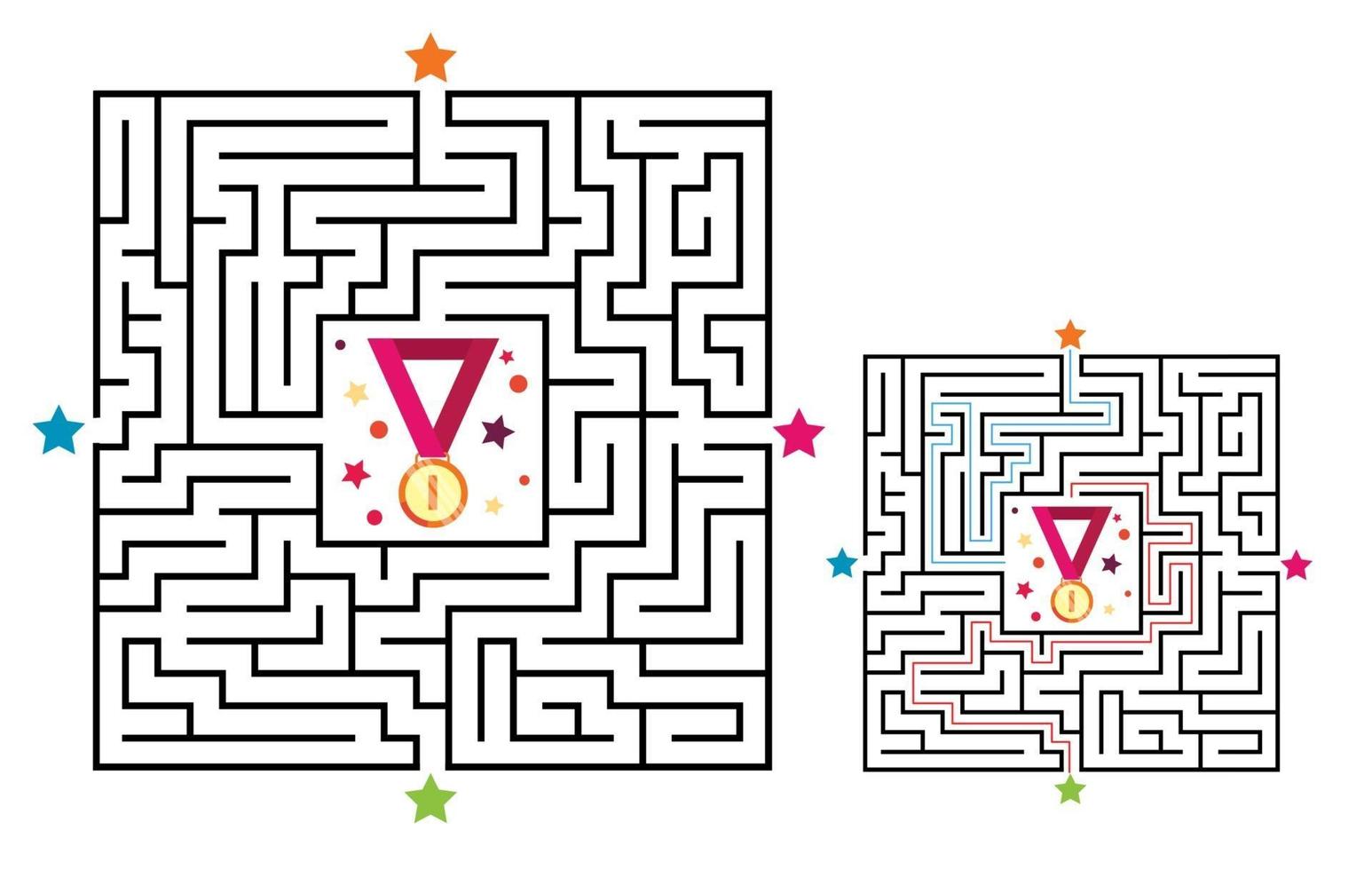 kvadrat labyrint labyrint spel för barn. labyrint logik förvirring vektor