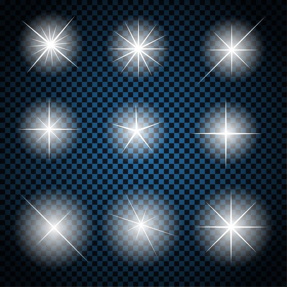 uppsättning glödande ljusstjärnor med gnistrar vektorillustration vektor