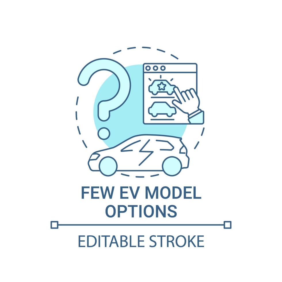 Symbol für das Konzept der wenigen EV-Modelloptionen. vektor