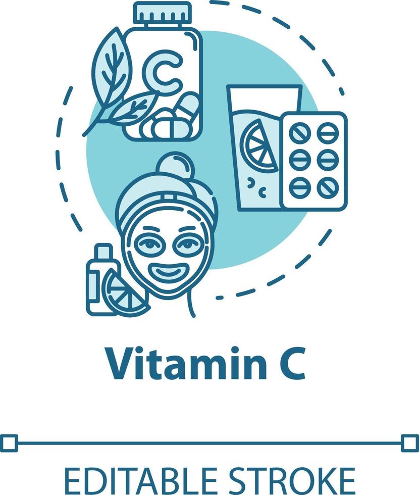 Vitamin C, Hautpflege und Gesundheitswesen, Kosmetikkonzeptsymbol vektor