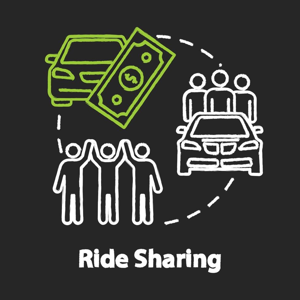 Ride-Sharing-Symbol für Kreide-RGB-Farbkonzept vektor