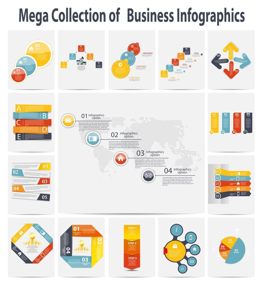 Mega-Sammlung Infografik Vorlage Geschäftskonzept Vektor krank