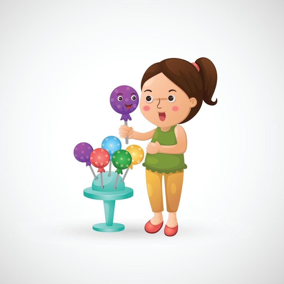 Illustration einer isolierten Frau mit Süßigkeiten vektor