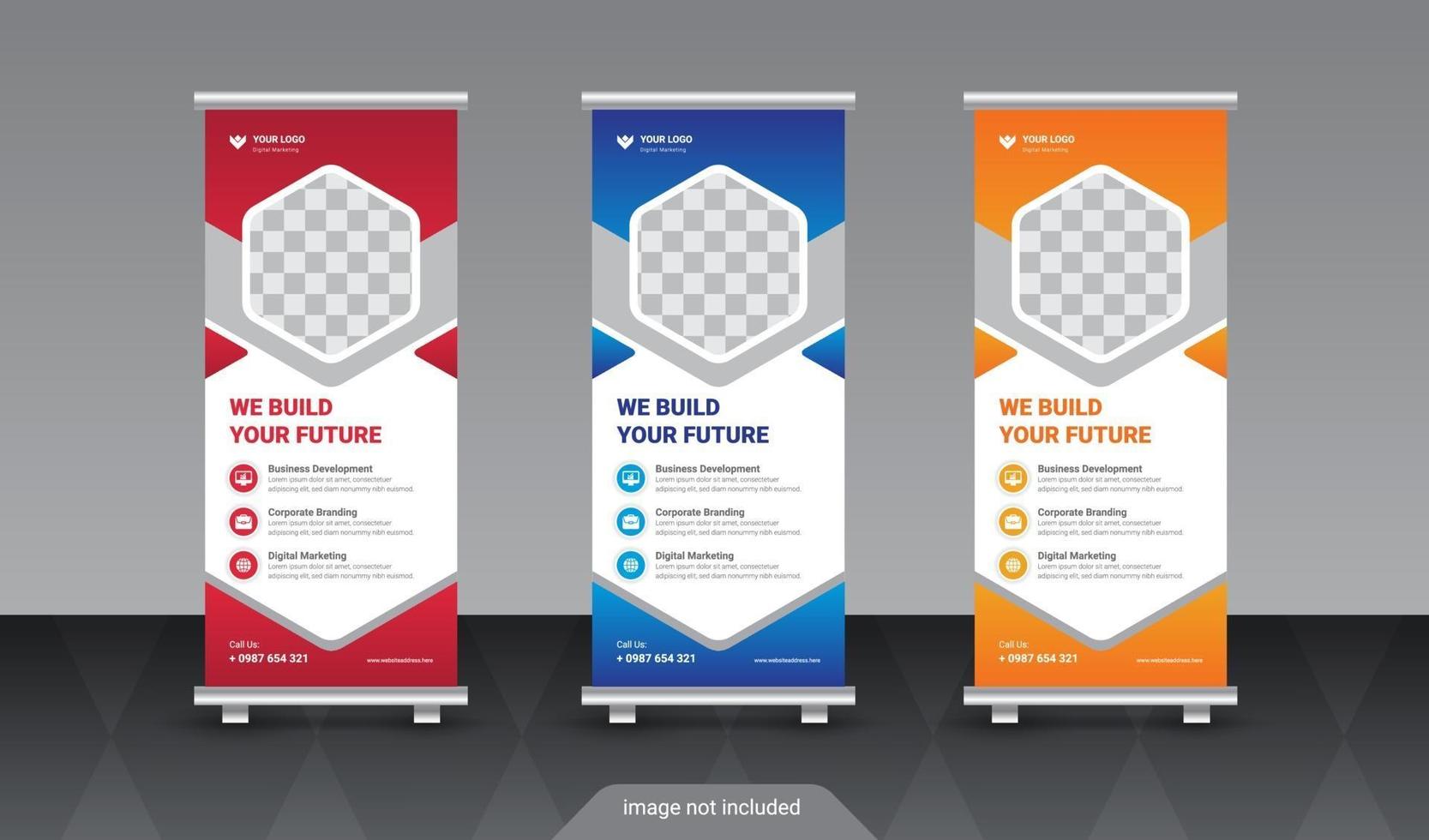 modernes Werbetrend Business Roll-Up Banner Stand Poster Design vektor