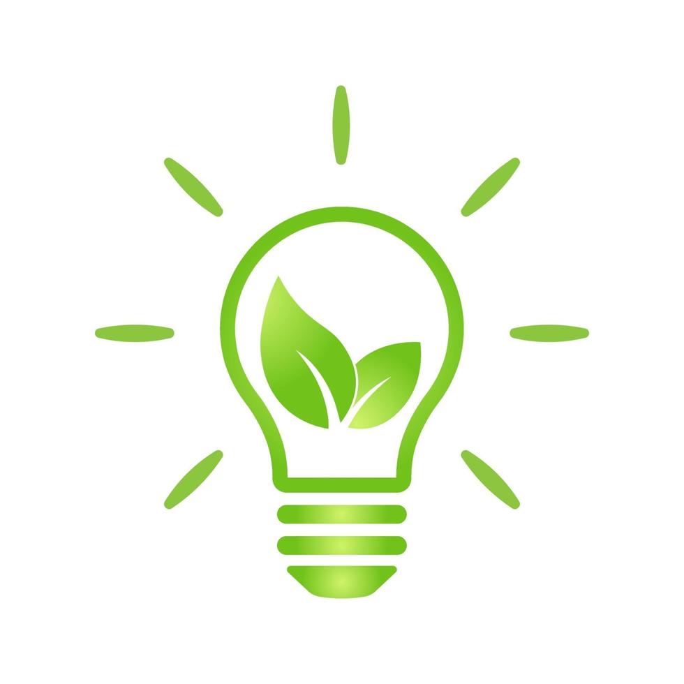 eko grönt blad ikon i glödlampa vektor