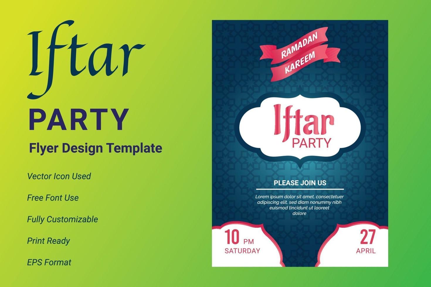 ifter Party Einladung Flyer Design. Ramadan-Flyer für die Ifter-Party vektor