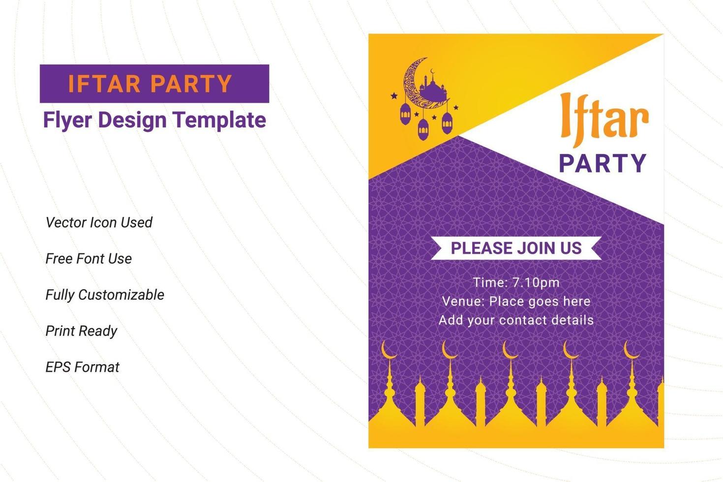 ifter party invitation flyer design. ramadan flygblad för ifter fest vektor