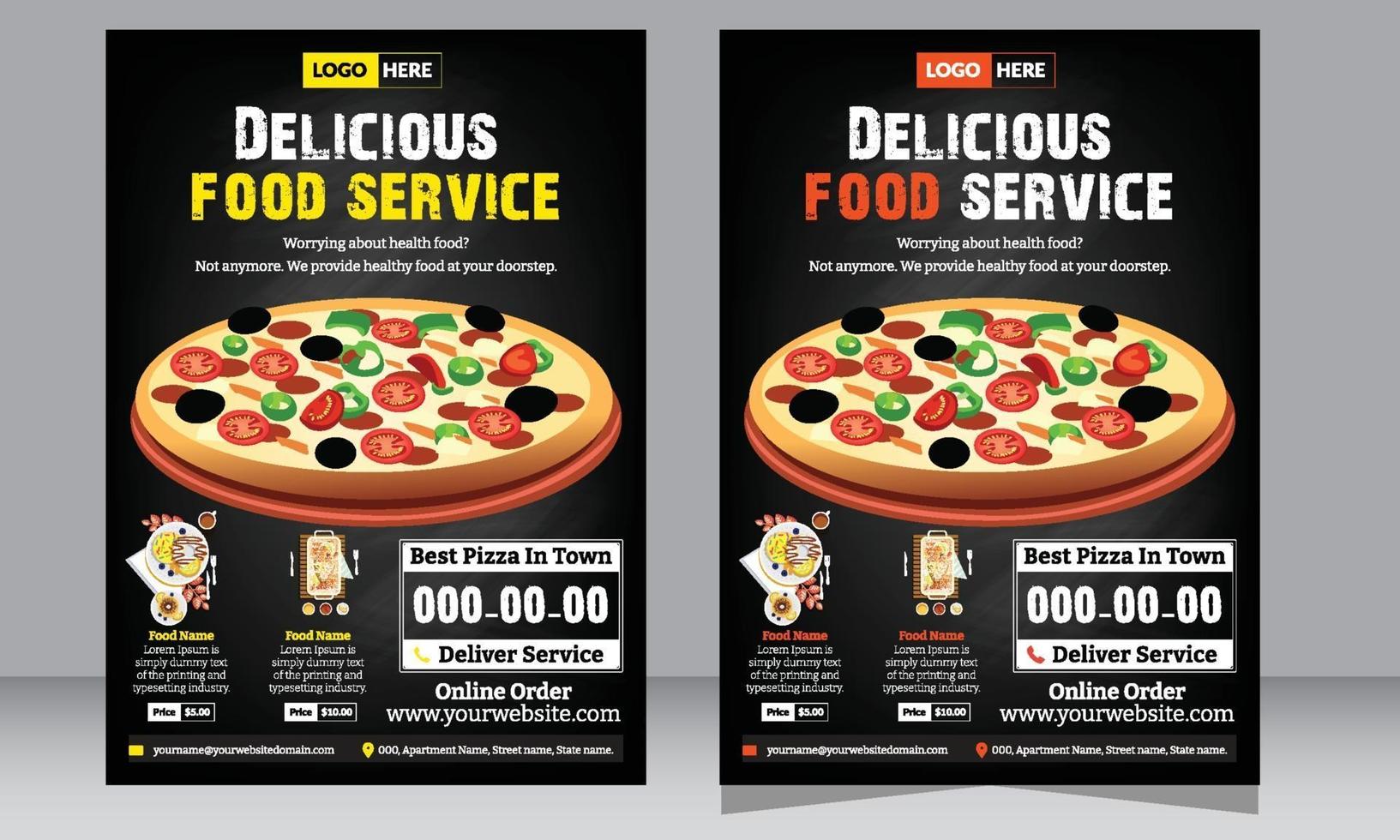 restaurang reklamblad, pizzabutik reklamblad, affisch, mat reklamblad vektor