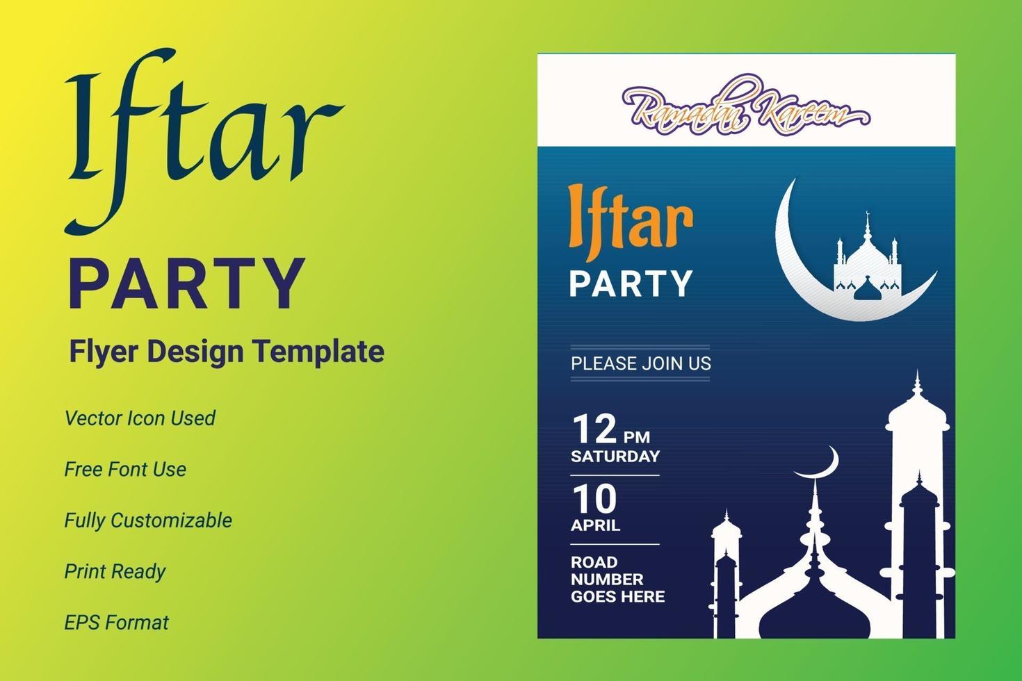 ifter party invitation flyer design. ramadan flygblad för ifter fest vektor