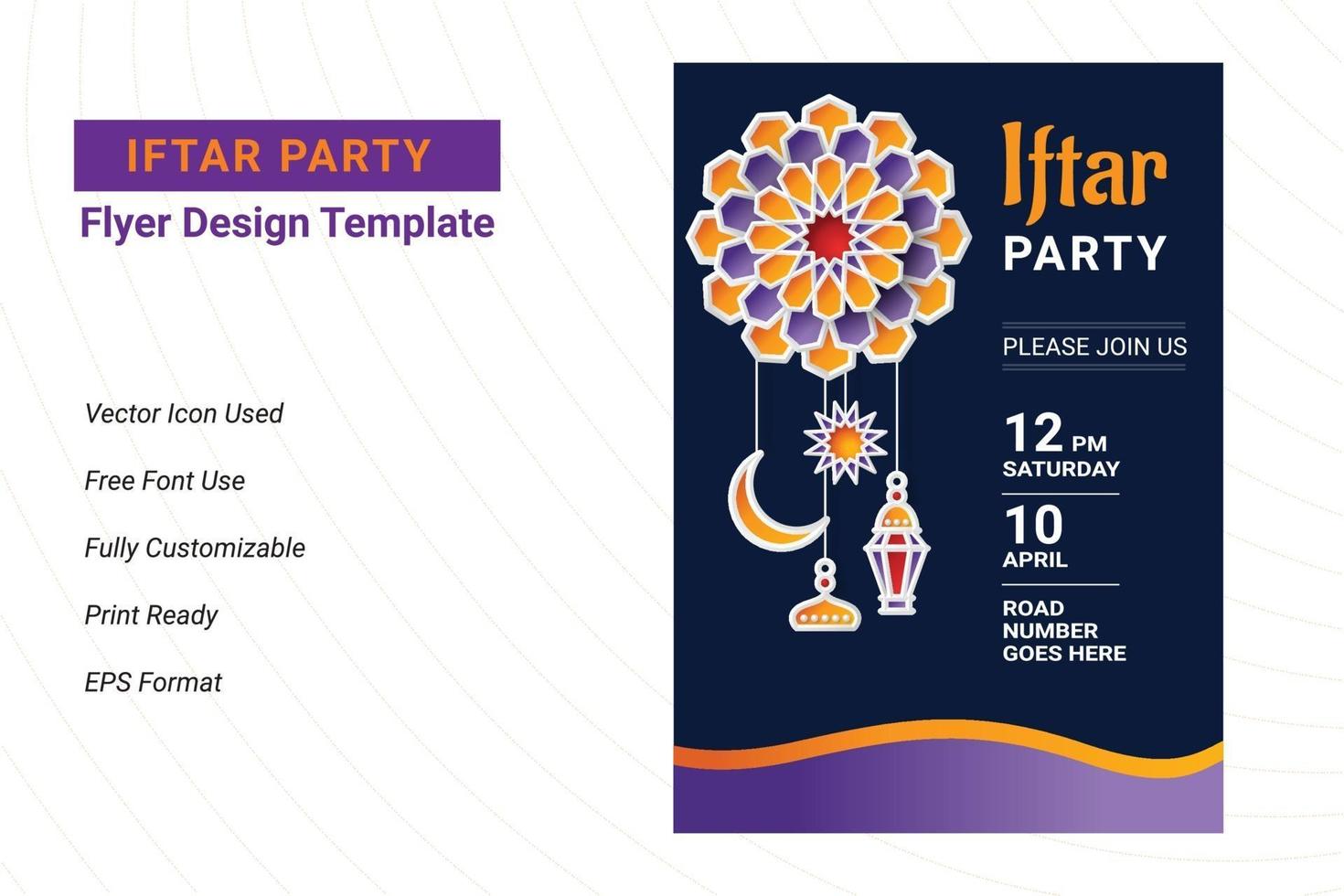 ifter party invitation flyer design. ramadan flygblad för ifter fest vektor