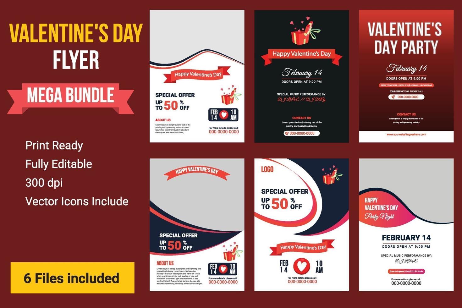 Happy Valentinstag Party Flyer, Valentinstag Verkauf Hintergrund vektor