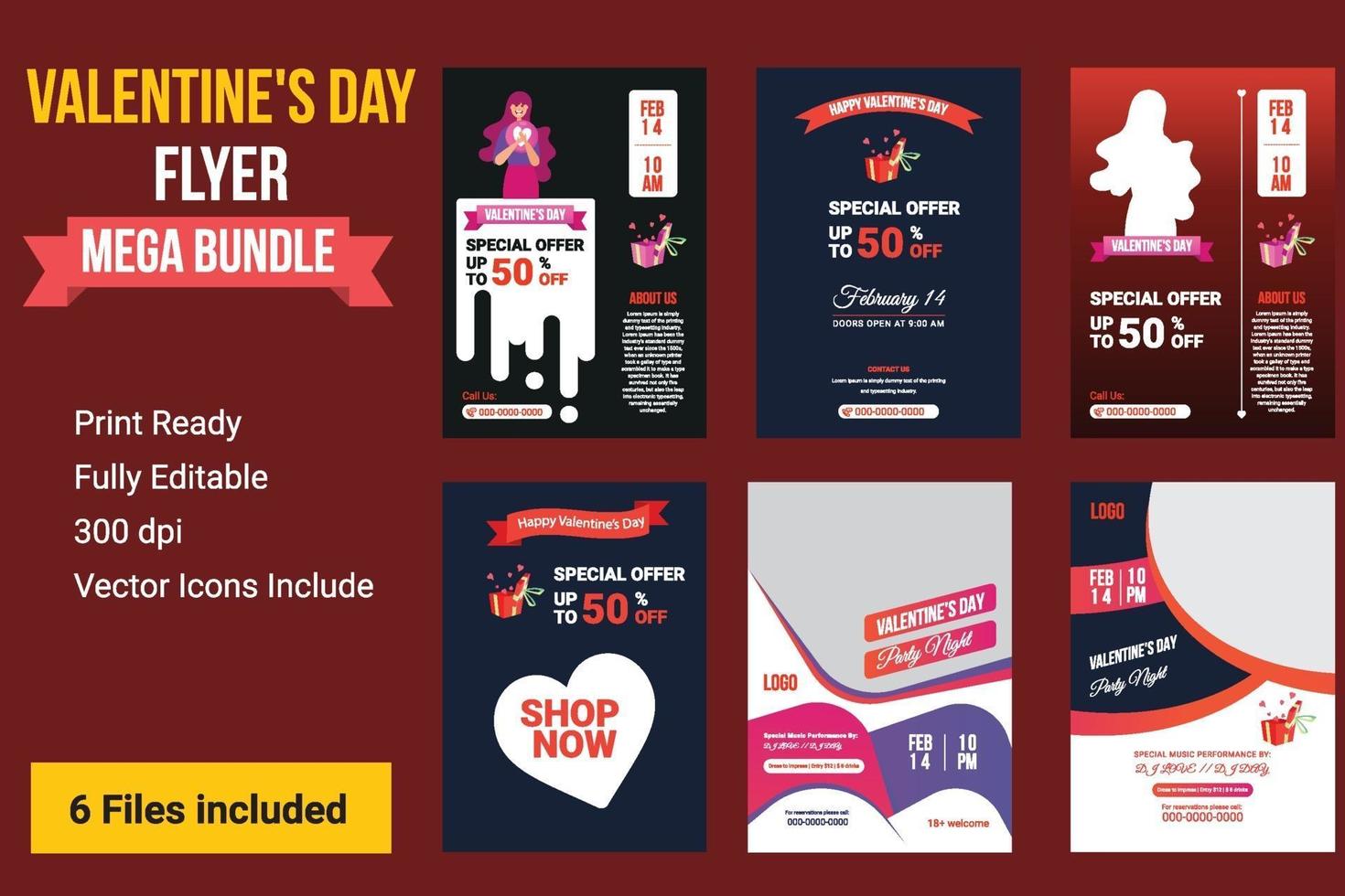 Happy Valentinstag Party Flyer, Valentinstag Verkauf Hintergrund vektor