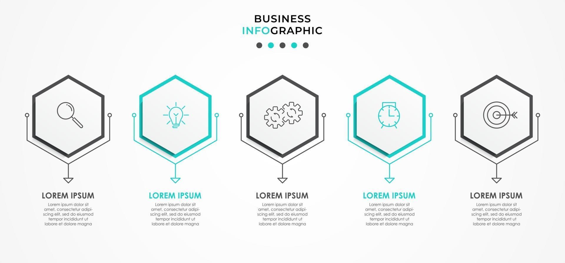 Infografik-Designvorlage mit Symbolen und 5 Optionen oder Schritten vektor