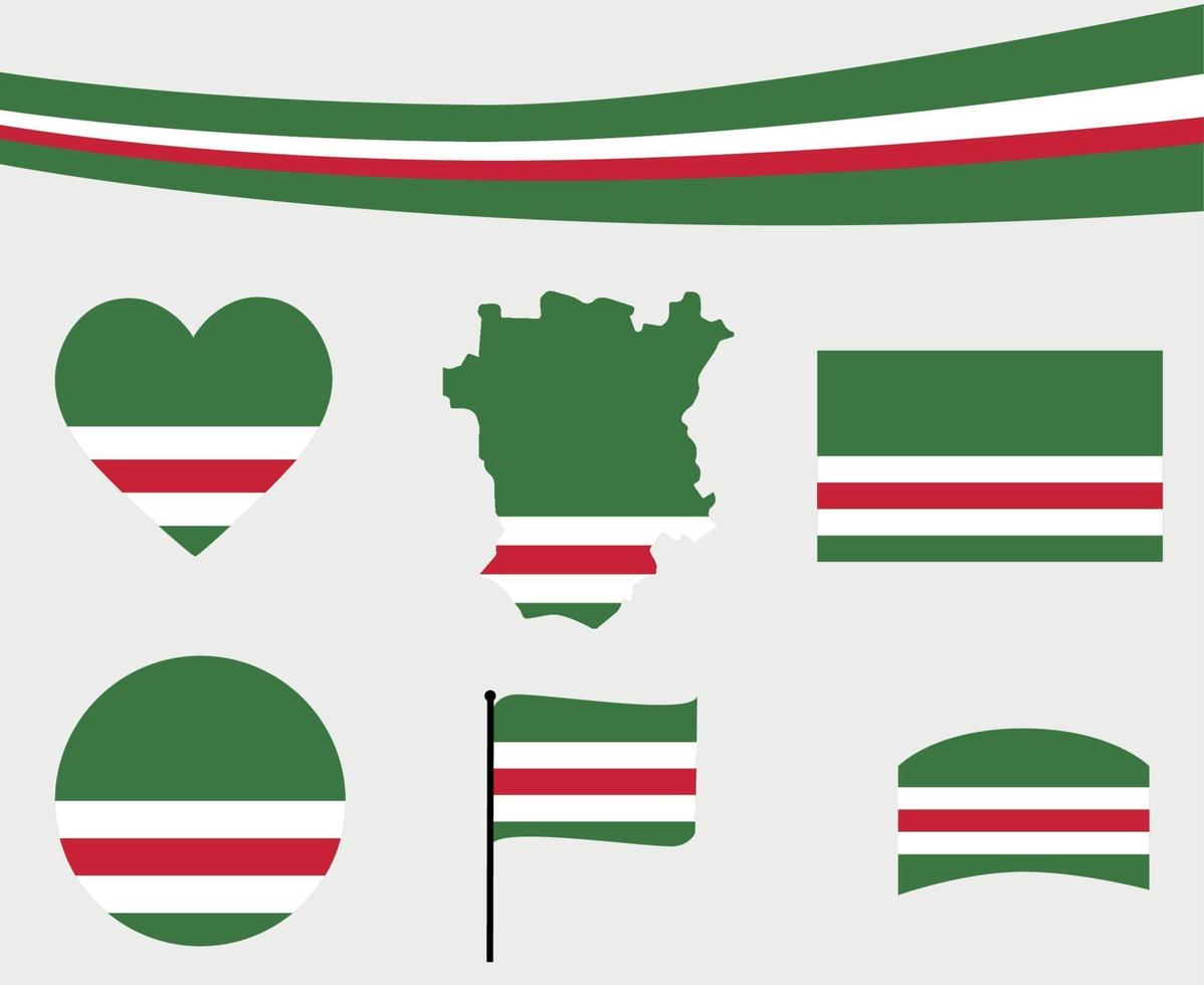 tschetschenische Flagge Karte Band und Herz Symbole Vektor-Illustration abstrakt vektor