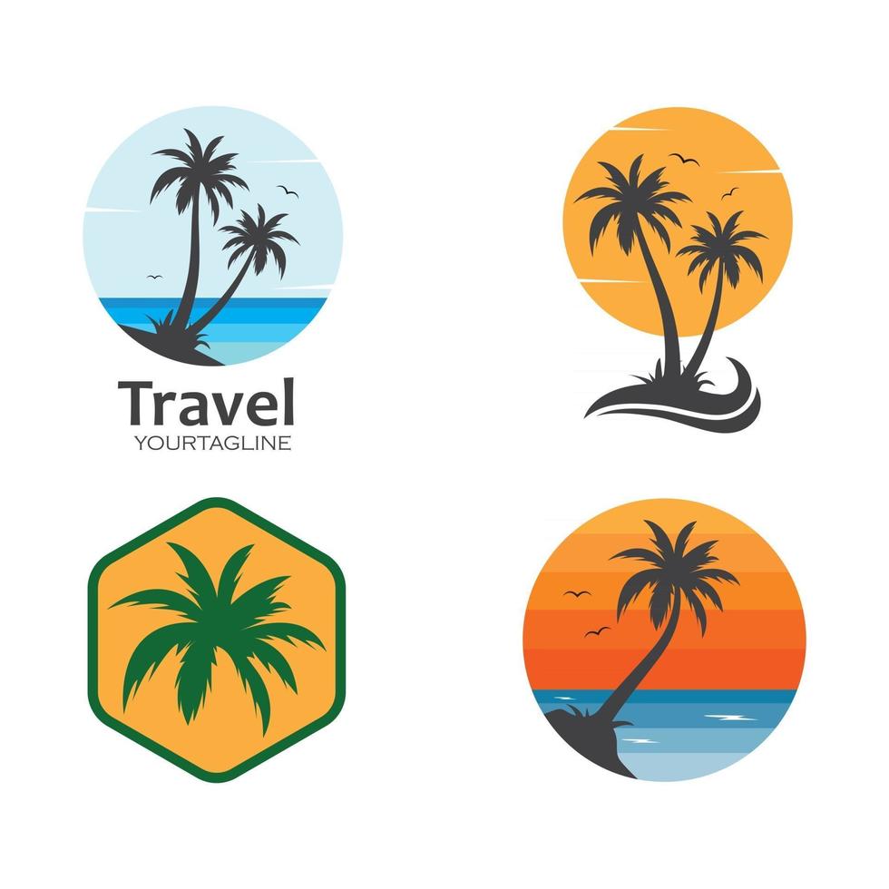 Palmensymbol der Sommer- und Reiselogo-Vektorillustration vektor