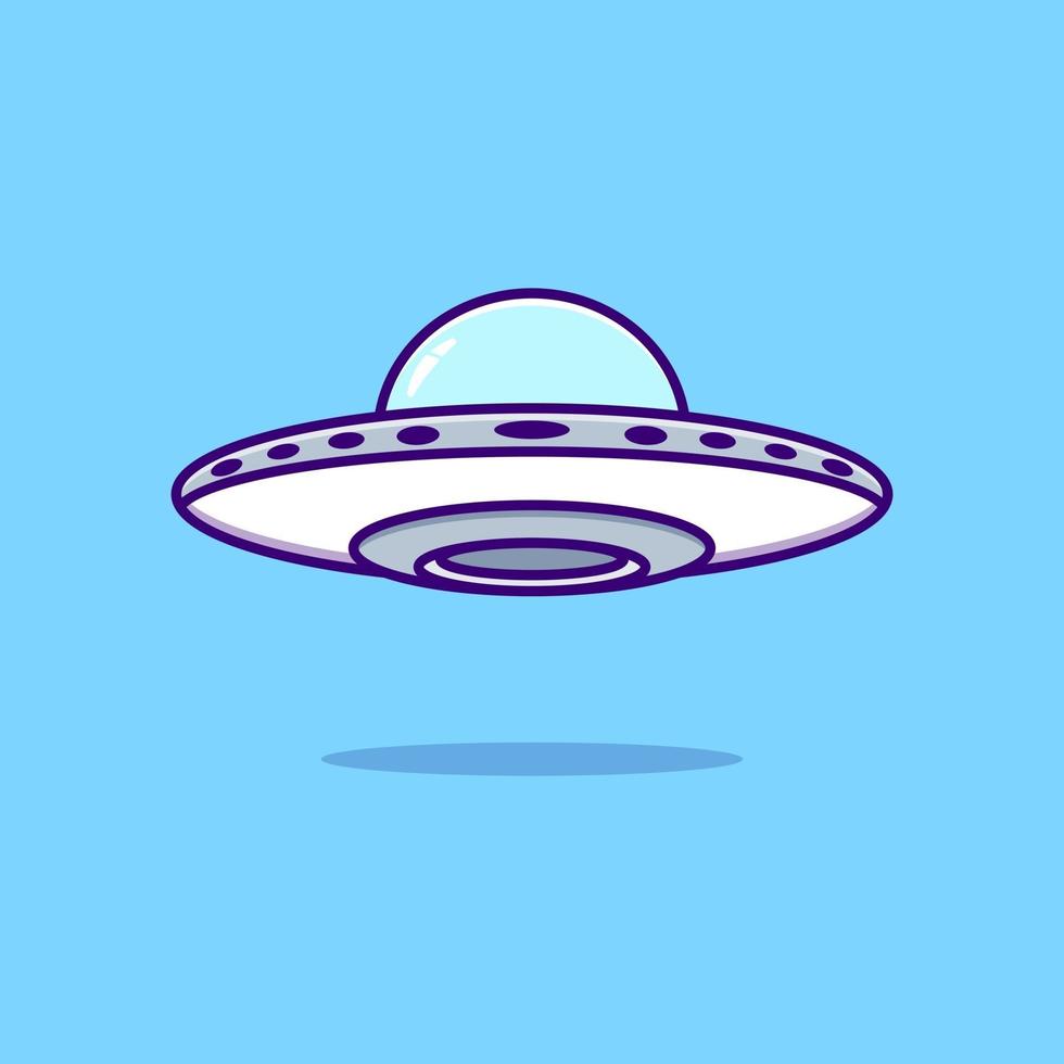niedliches Cartoon-Ufo-Raumschiff. Wissenschaft Technologie Symbol Konzept isoliert vektor