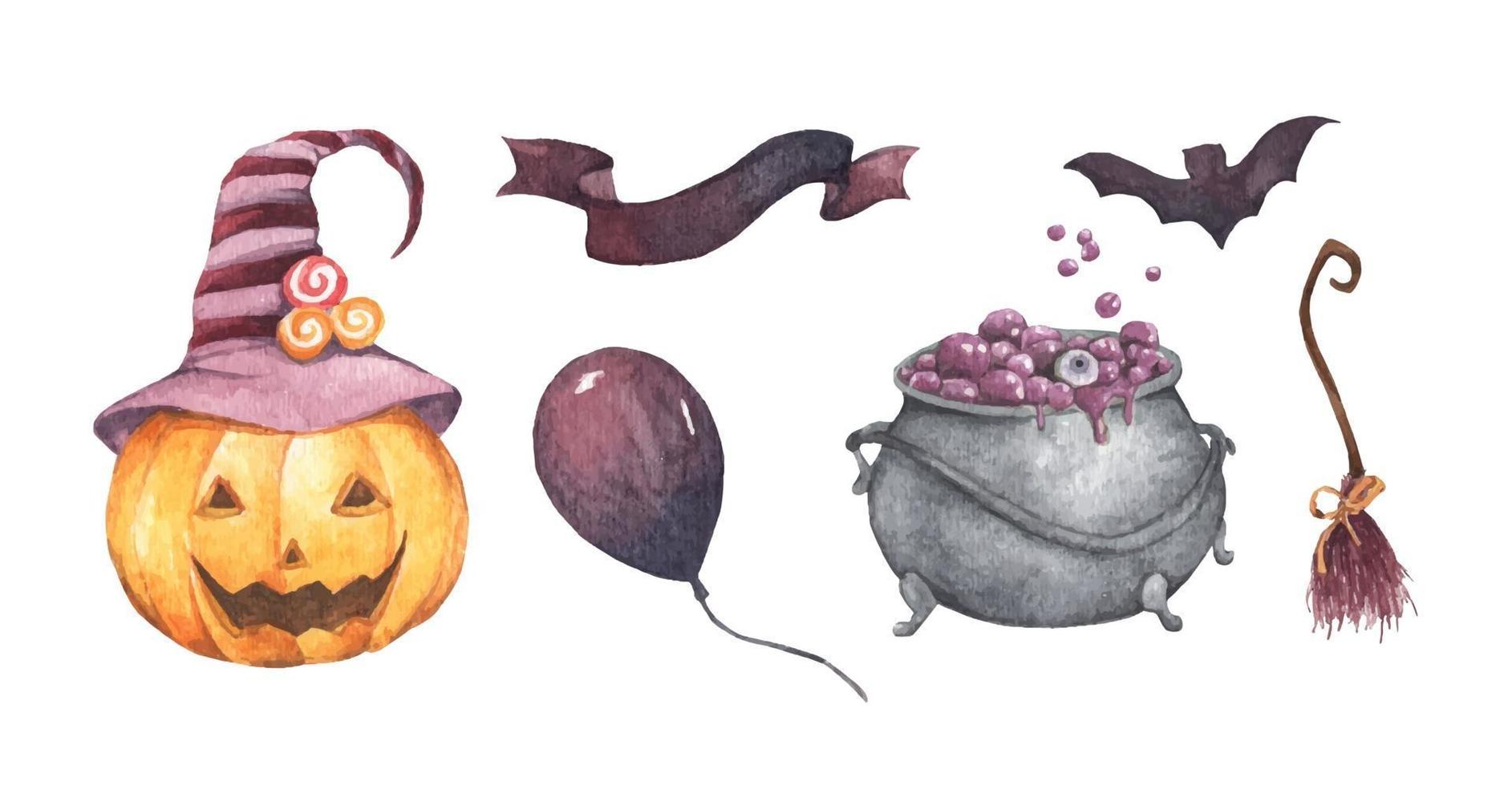 Aquarell Halloween-Set. vektor