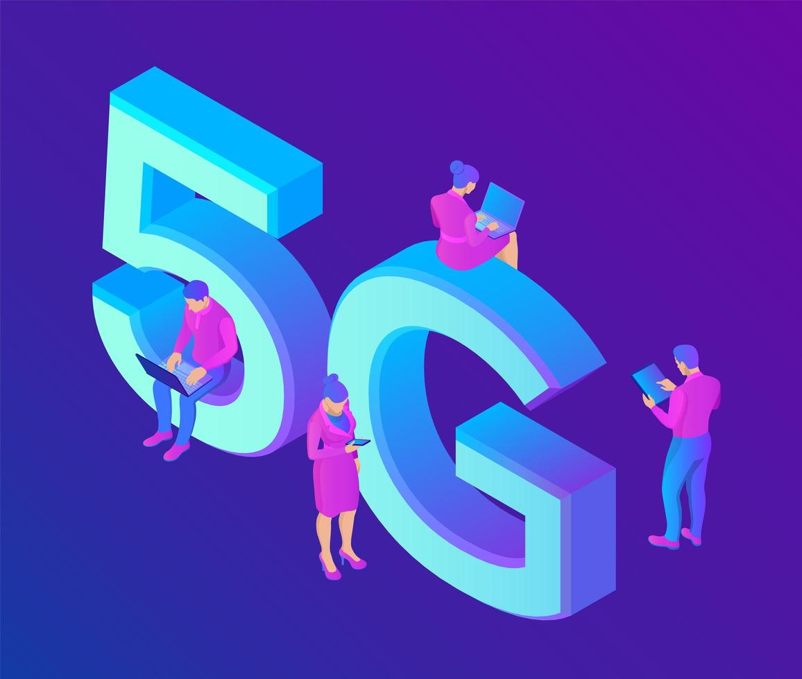 5g-Netzwerk-Internet-Mobiltechnologie-Konzept. 5g drahtlose Systeme. vektor