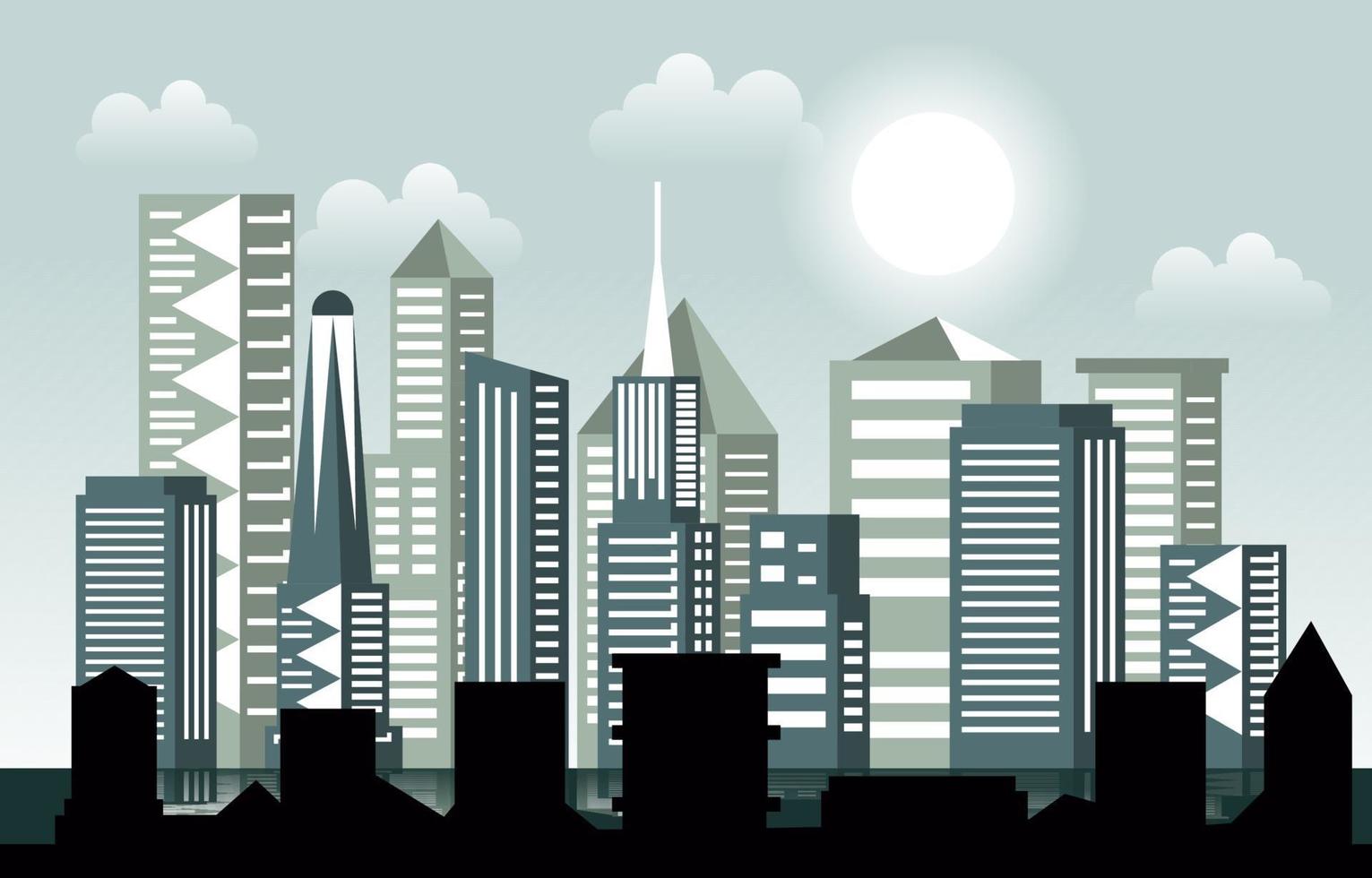 Tag Sonne moderne Stadt Wolkenkratzer Gebäude Stadtbild Skyline Illustration vektor