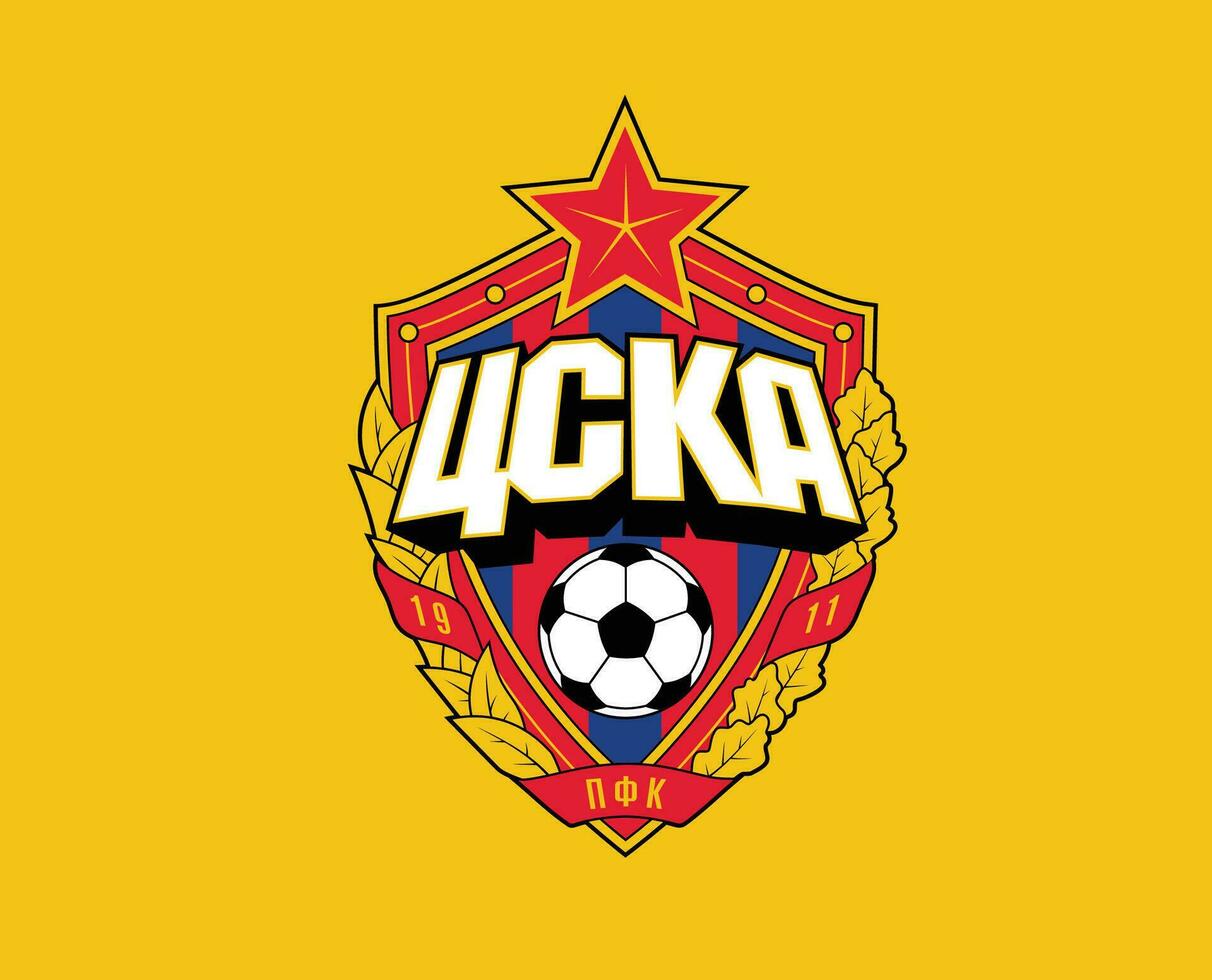 cska Moscou klubb logotyp symbol ryssland liga fotboll abstrakt design vektor illustration med gul bakgrund