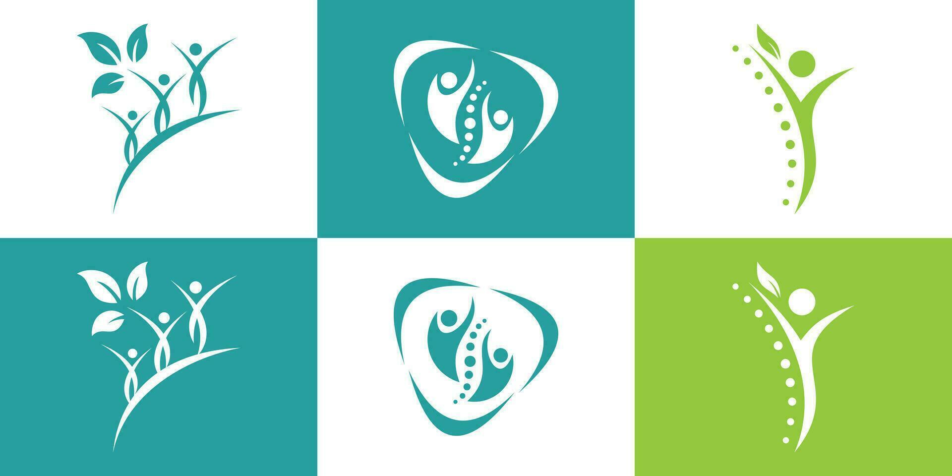 einstellen Chiropraktik Symbol Logo einzigartig Konzept Prämie Vektor