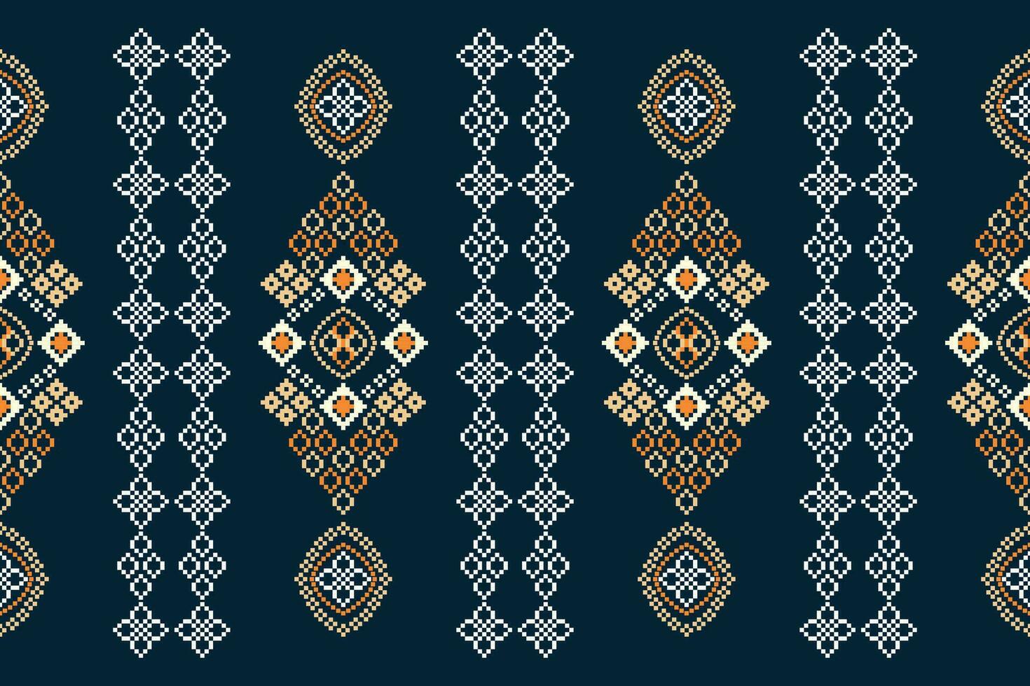 etnisk geometrisk tyg mönster korsa stitch.ikat broderi etnisk orientalisk pixel mönster blå bakgrund. abstrakt, vektor, illustration. textur, kläder, ram, dekoration, motiv, siden tapet. vektor