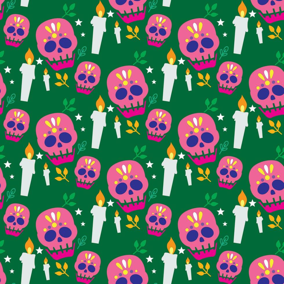 fri vektor platt design av dia de muertos mönster