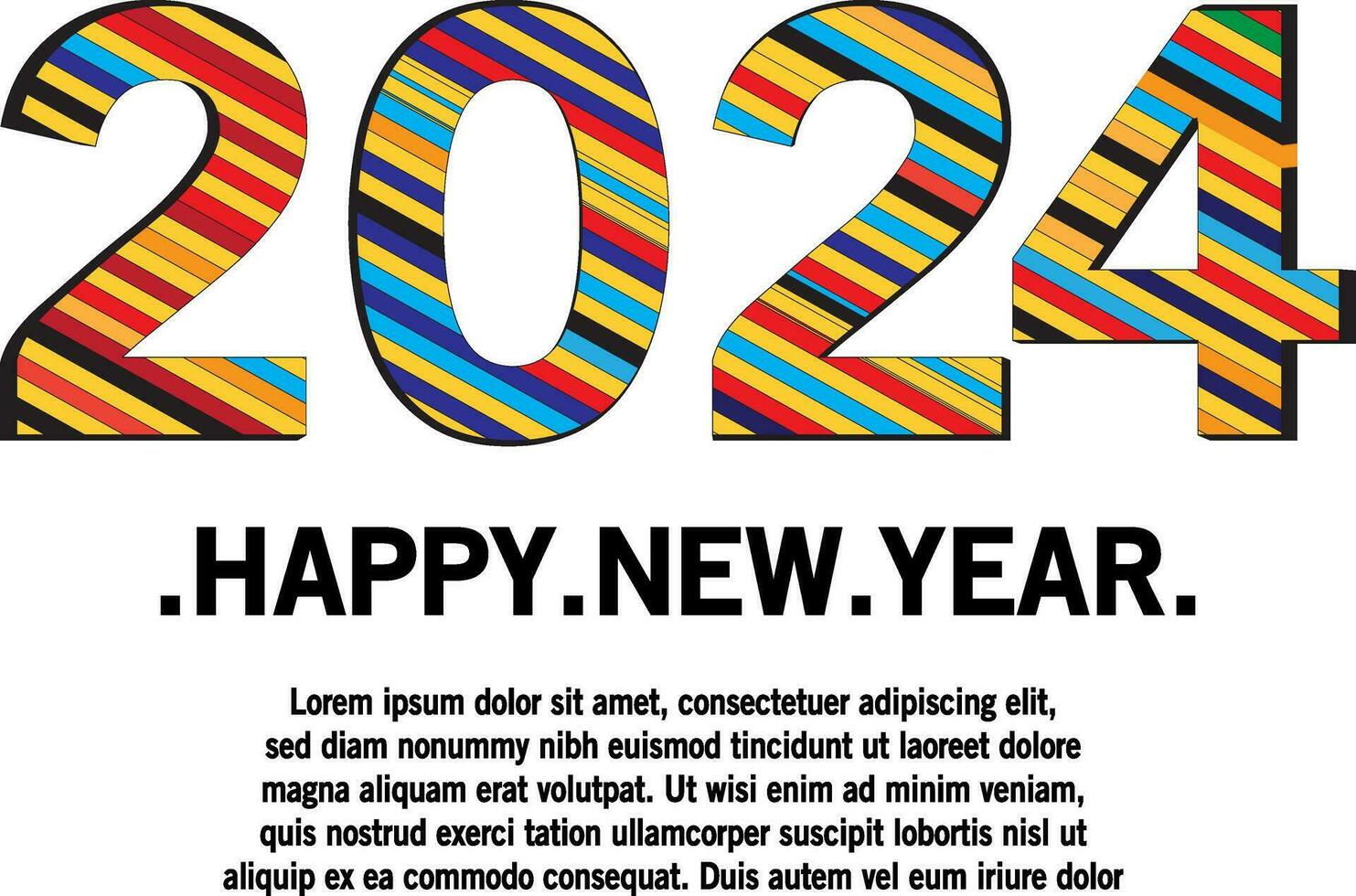 glücklich Neu Jahr 2024 Design mit Zahlen. glücklich Neu Jahr 2024 Vektor Design zum Poster, Kalender, Banner und Mehr