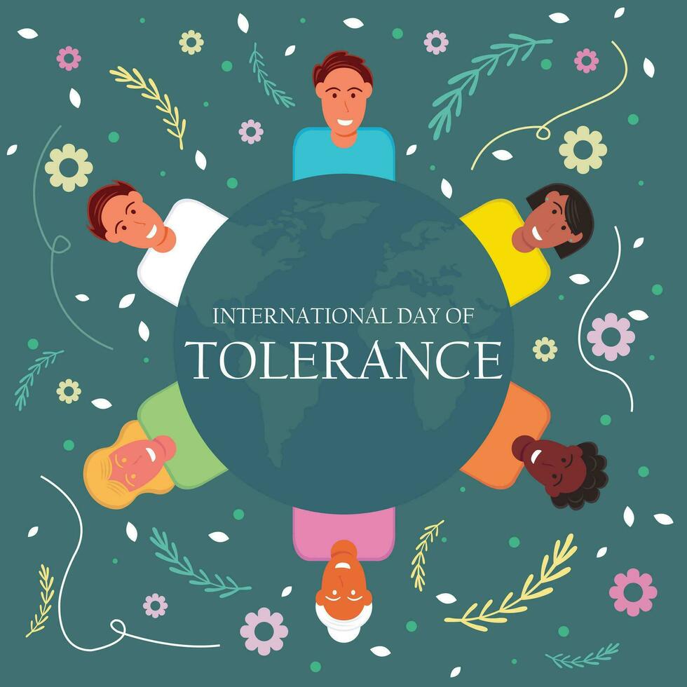 illustration vektor grafisk av en samling av människor av annorlunda etniciteter runt om de jorden, perfekt för internationell dag, internationell dag av tolerans, fira, hälsning kort, etc.