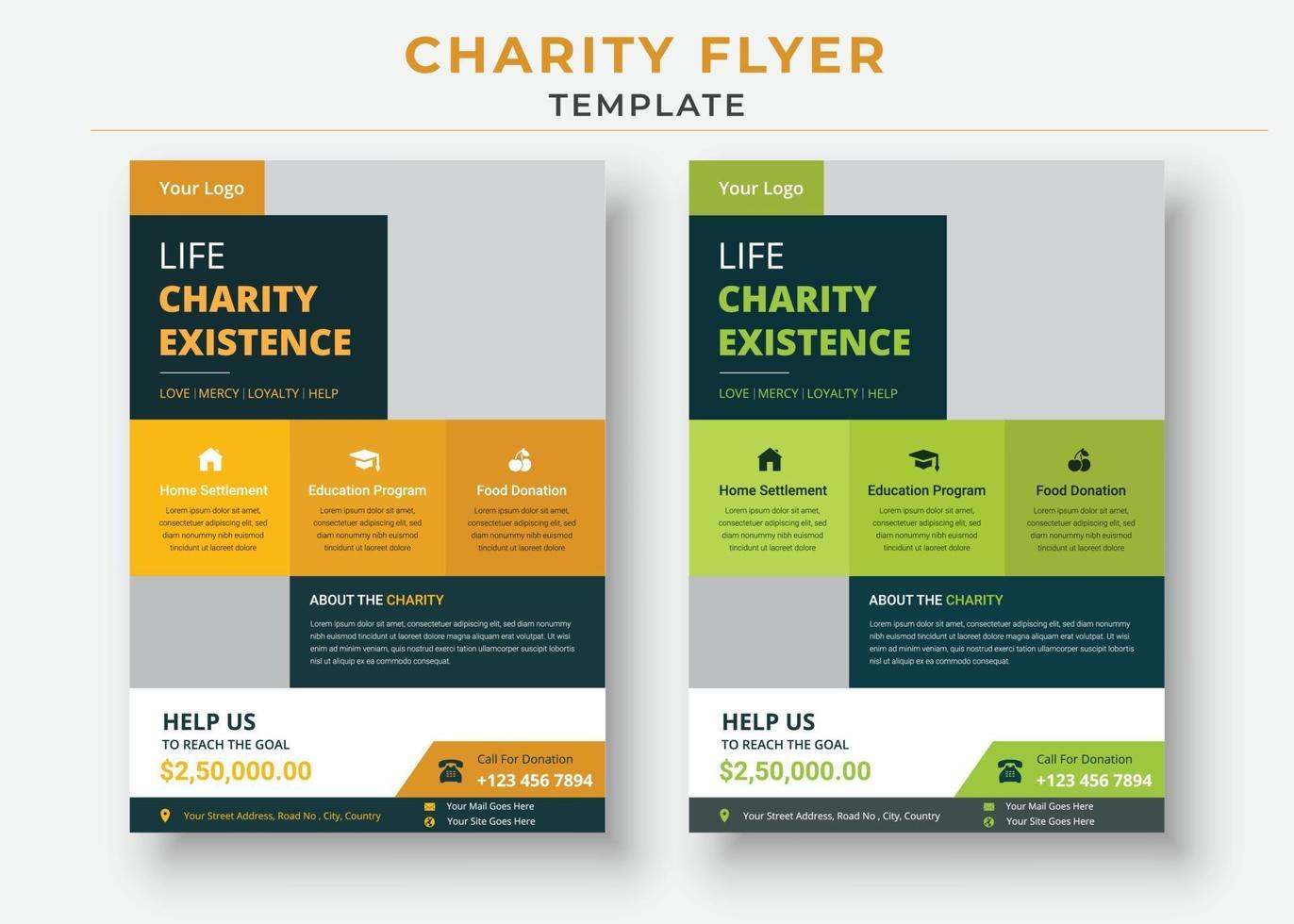 Vorlage für Wohltätigkeitsflyer, Lebensförderung für Wohltätigkeitsorganisationen, Flyerdesign vektor
