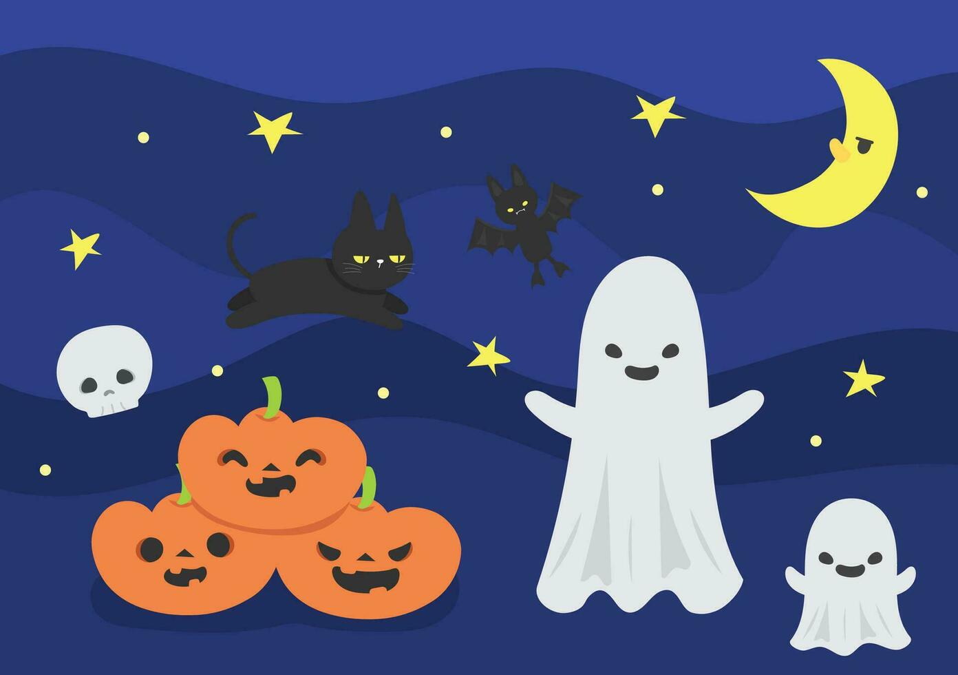 söt halloween spöke illustration oktober bakgrund vektor