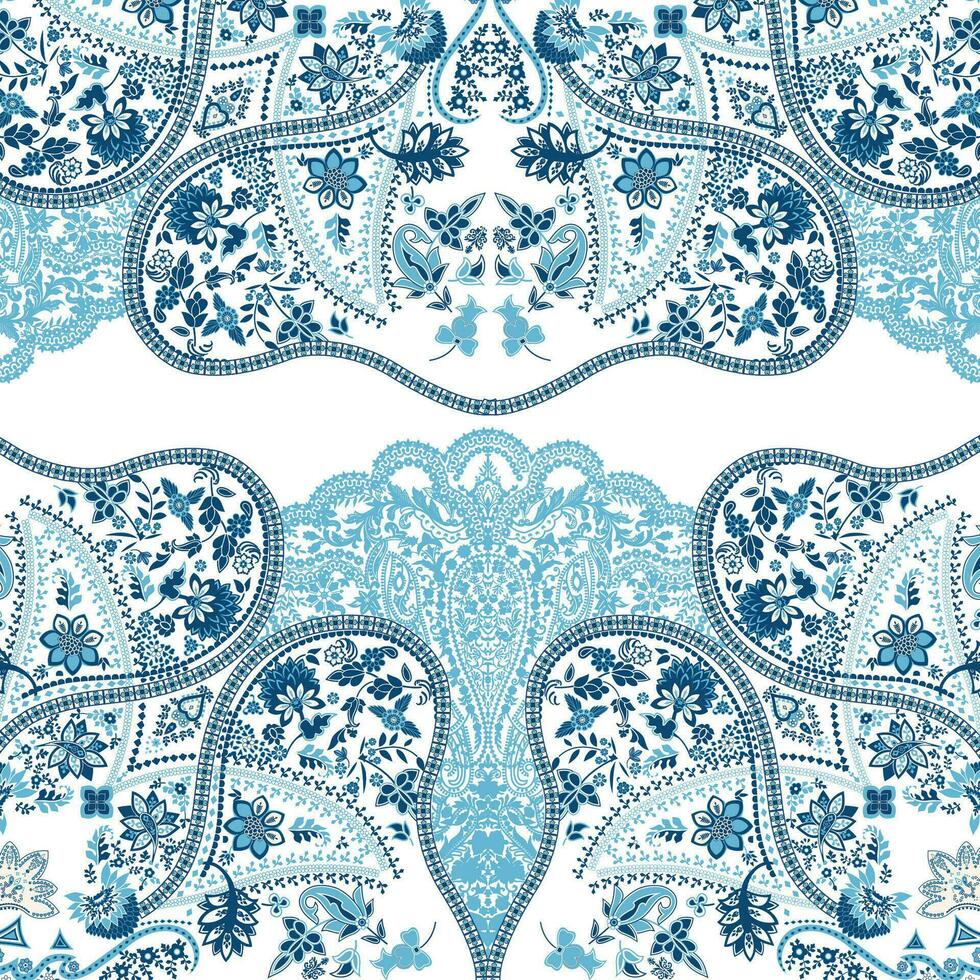 ein Blau und Weiß Hintergrund mit ein Blumen- Design vektor