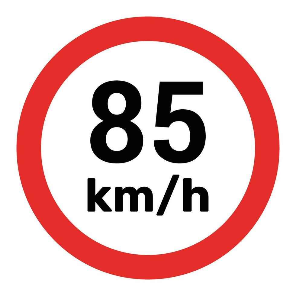 Geschwindigkeit Grenze Zeichen 85 km h Symbol Vektor Illustration