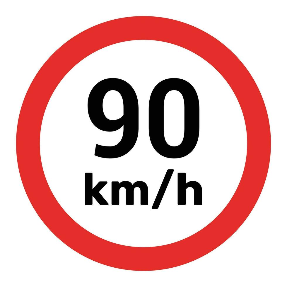 Geschwindigkeit Grenze Zeichen 90 km h Symbol Vektor Illustration