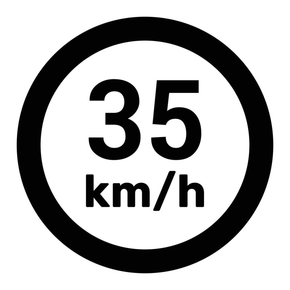 hastighet begränsa tecken 35 km h ikon vektor illustration