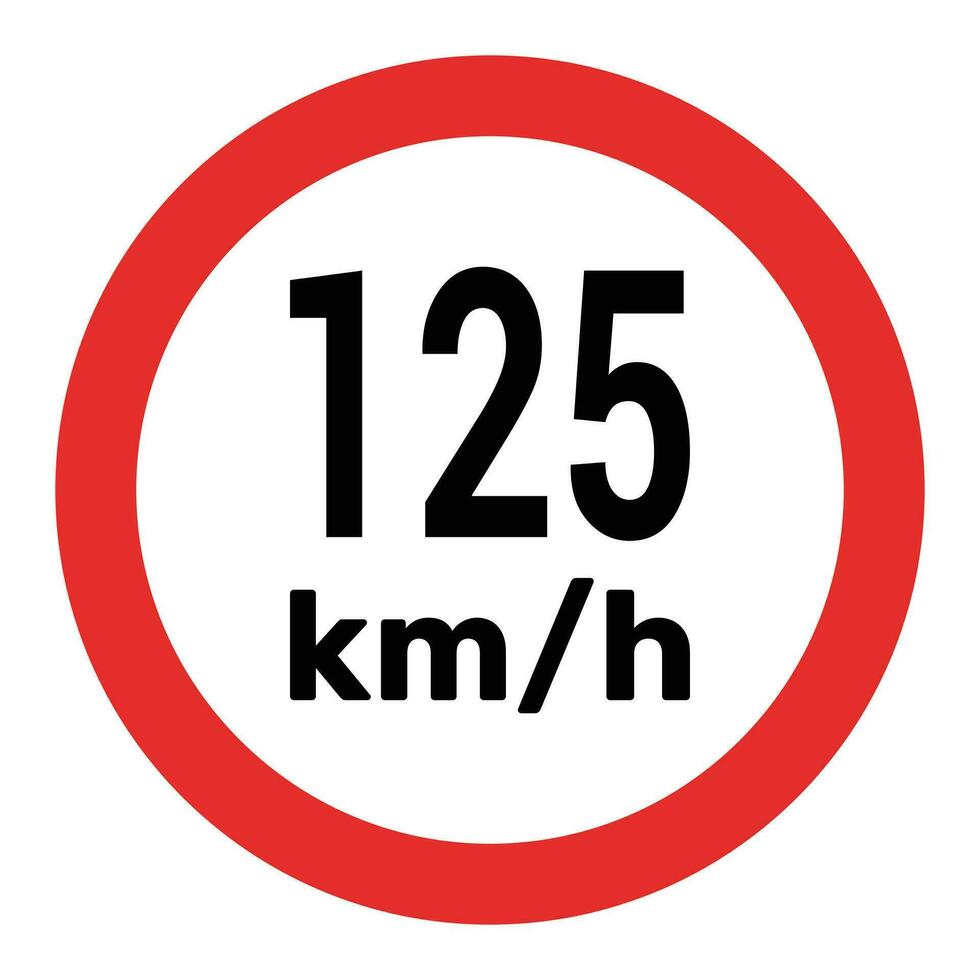 Geschwindigkeit Grenze Zeichen 125 km h Symbol Vektor Illustration