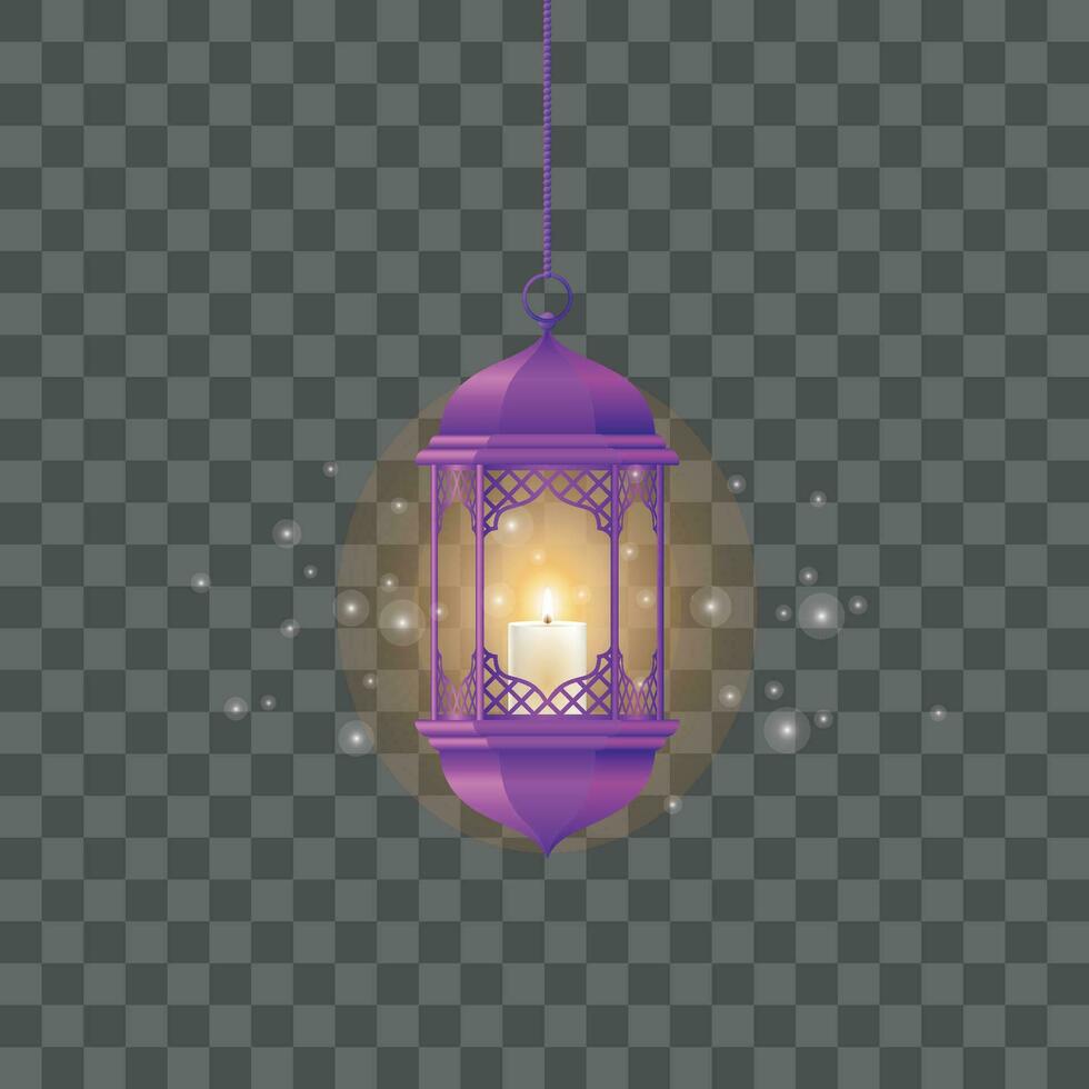 vektor lila årgång lysande lyktor. arabicum lysande lampor. isolerat hängande realistisk lampor
