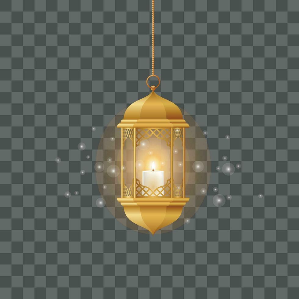 Vektor Gold Jahrgang leuchtend Laternen. Arabisch leuchtenden Lampen. isoliert hängend realistisch Lampen