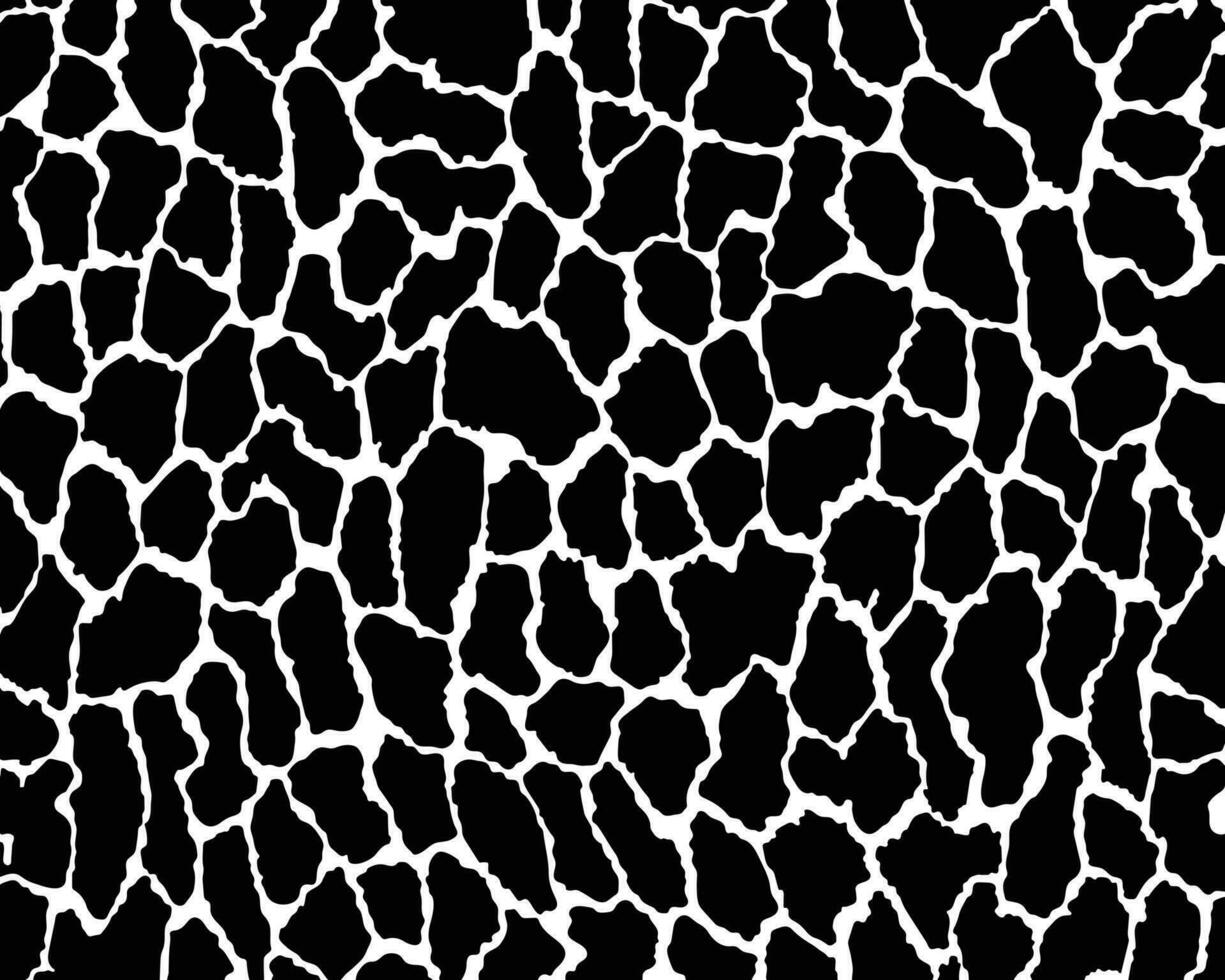 Vektor schwarzes Giraffendruckmuster Tier nahtlos. Giraffenhaut abstrakt zum Drucken, Schneiden und Basteln, ideal für Tassen, Aufkleber, Schablonen, Web, Cover. Wandaufkleber, Heimdekoration und mehr.