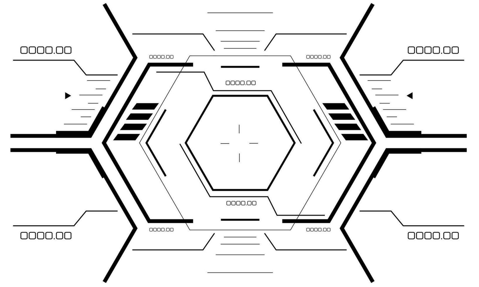 hud sci-fi gränssnitt skärm se svart geometrisk på vit design virtuell verklighet trogen teknologi kreativ visa vektor