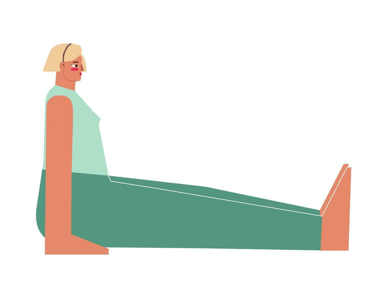 Vektor isoliert Illustration mit eben weiblich Charakter. sportlich Frau lernt sitzend Haltung Dandasana beim Yoga Klasse. Fitness Übung - - Mitarbeiter Pose