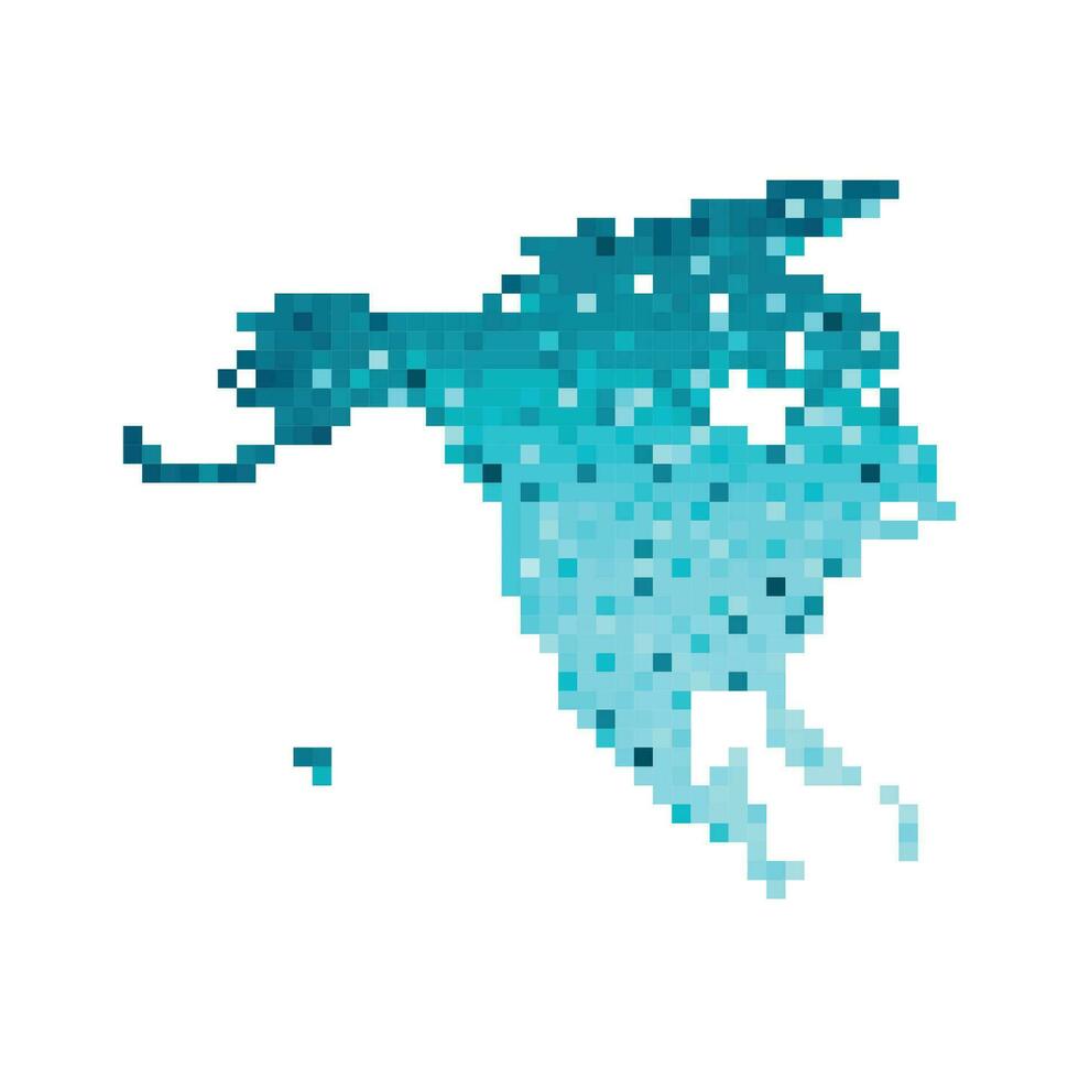 vektor isolerat geometrisk illustration med förenklad isig blå silhuett av norr Amerika Karta. pixel konst stil för nft mall. prickad logotyp med lutning textur på vit bakgrund
