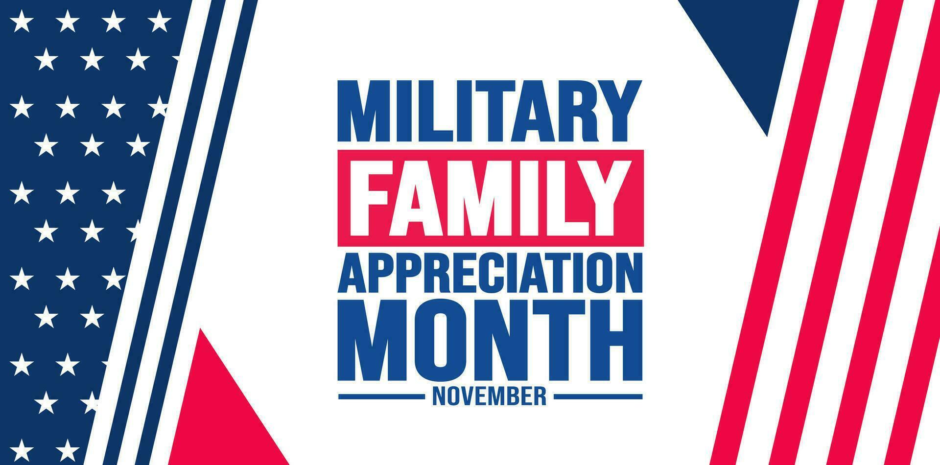 November ist Militär- Familie Anerkennung Monat oder Monat von das Militär- Familie Hintergrund Vorlage. Hintergrund, Banner, Plakat, Karte, und Poster Design Vorlage mit Text Inschrift. vektor
