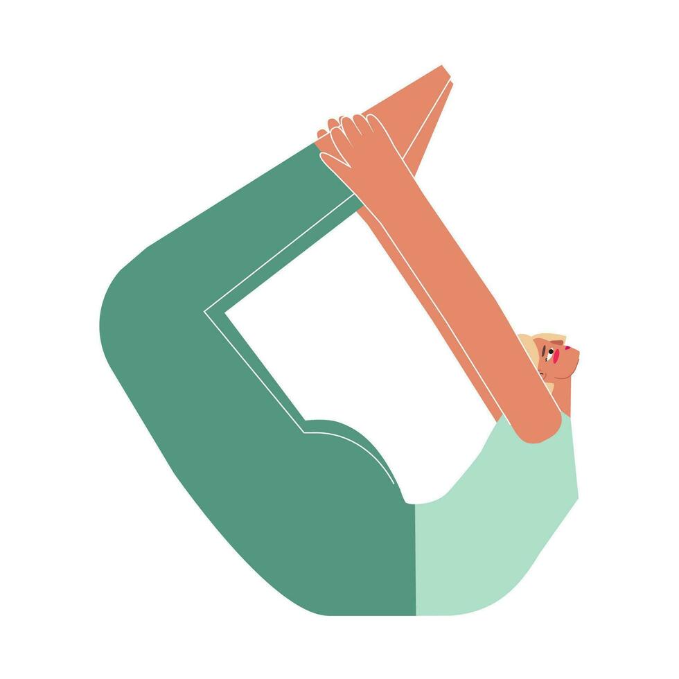 vektor isolerat illustration med platt kvinna karaktär. sportigt kvinna lär balansering hållning garudasana på yoga klass. kondition övning - Örn utgör