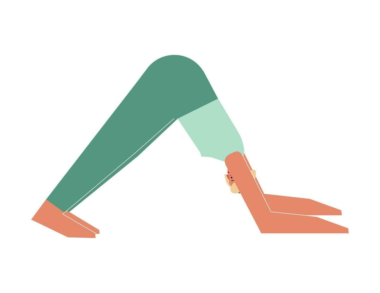 vektor isolerat illustration med platt kvinna karaktär. sportigt kvinna lär förstärkning hållning på yoga klass. kondition övning - delfin utgör