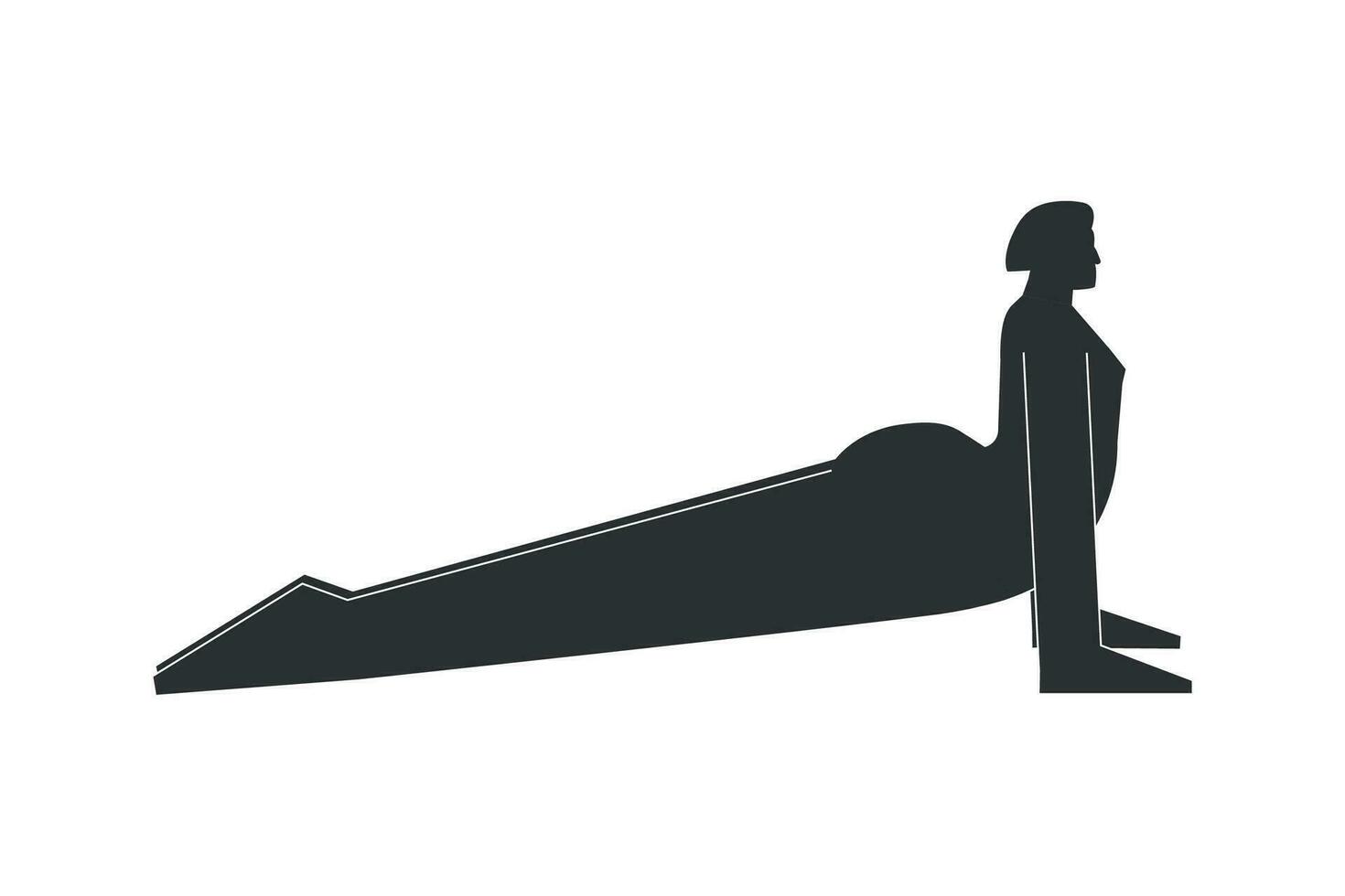 vektor isolerat illustration med platt svart silhuett av kvinna karaktär. sportigt kvinna lär yoga hållning uppåt vänd hund. kondition övning - urdhva mukha svanasana. minimalistisk linocut