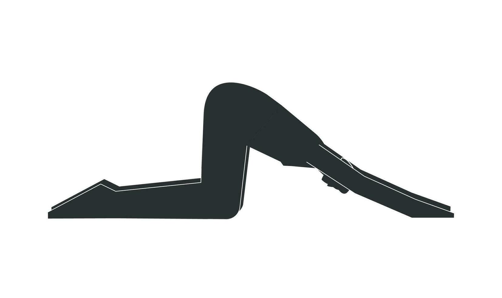 vektor isolerat illustration med platt svart silhuett av kvinna person håller på med finess. atletisk kvinna lär yoga hållning - utökad valp utgör. sportigt övning - uttana shishosana